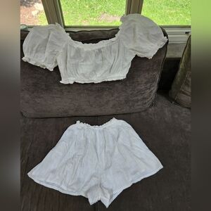 ASOS White Puff Sleeve Top and Shorts Set